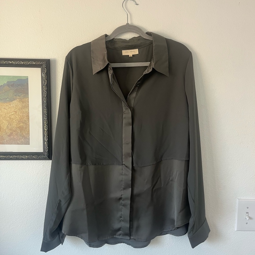 Melloday Green Button Up Sz XL